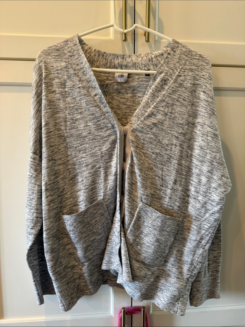 CAbi Heather Gray snap Front Cardigan cotton Large
